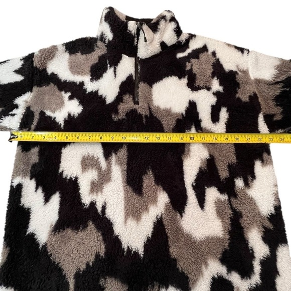 Eddie Bauer blk/white/taupe fleece/sherpa 1/2 zip pullover size L A069 Gorpcore - Picture 5 of 9